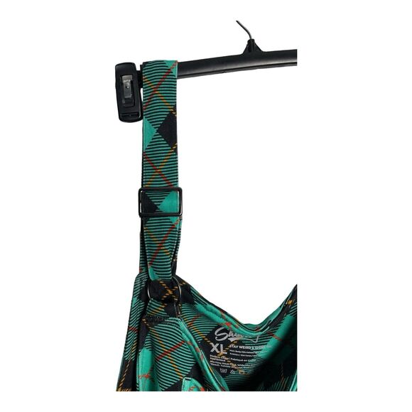 Shinesty Green & Black FrenchTerry Cloth Plaid‎ Overalls Size XL 90s Vibes - Picture 10 of 15